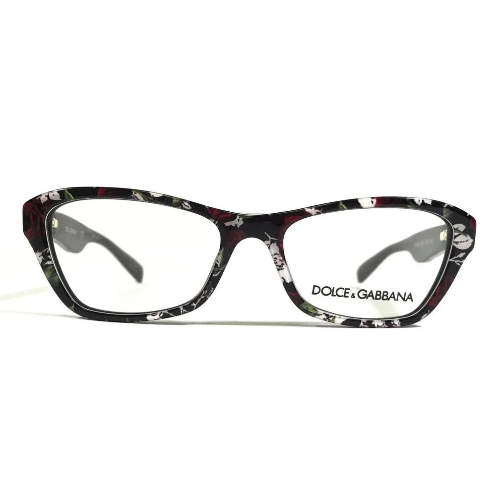 Dolce & Gabbana Eyeglasses Frames DG3202 3019 Black Red White Floral 47-15-130